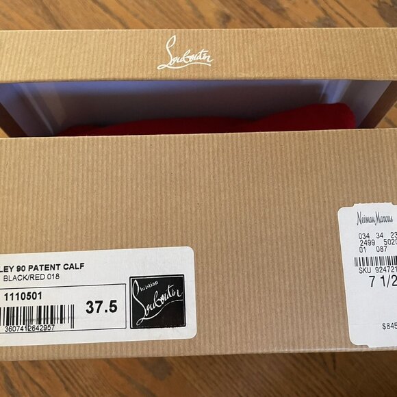 Christian Louboutin Black Patent Leather Shelley Peep Toe Pump - Picture 2 of 5